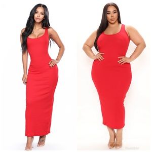 ❌SOLD❌Ribbed red tank maxi dress